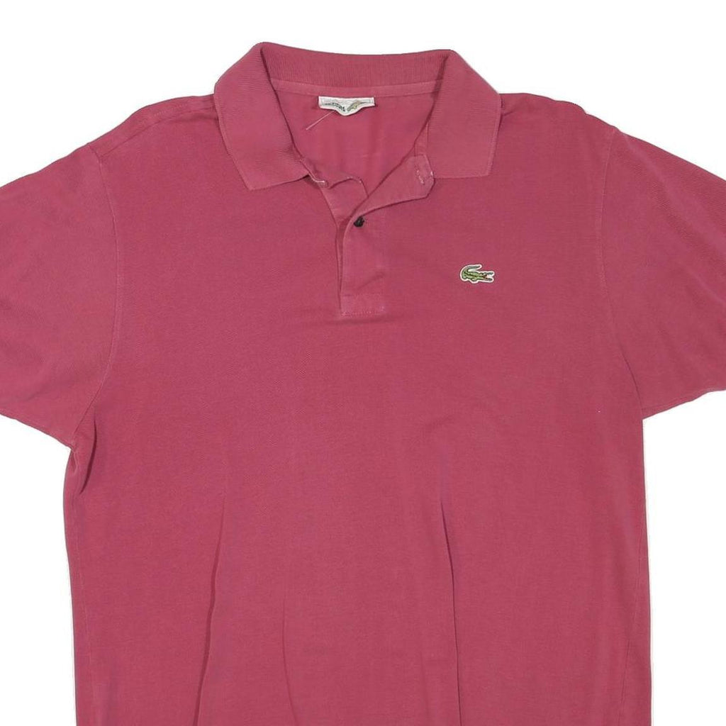 LACOSTE Womens Red Short Sleeve Plain Polo Shirt L Cotton Blend Classic Fit