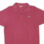 LACOSTE Womens Red Short Sleeve Plain Polo Shirt L Cotton Blend Classic Fit