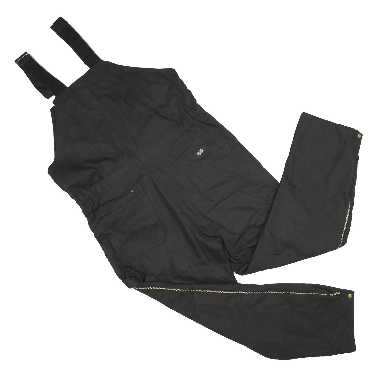 DICKIES Mens Black Cotton Blend Dungarees Regular Fit Long Leg L W42 L32