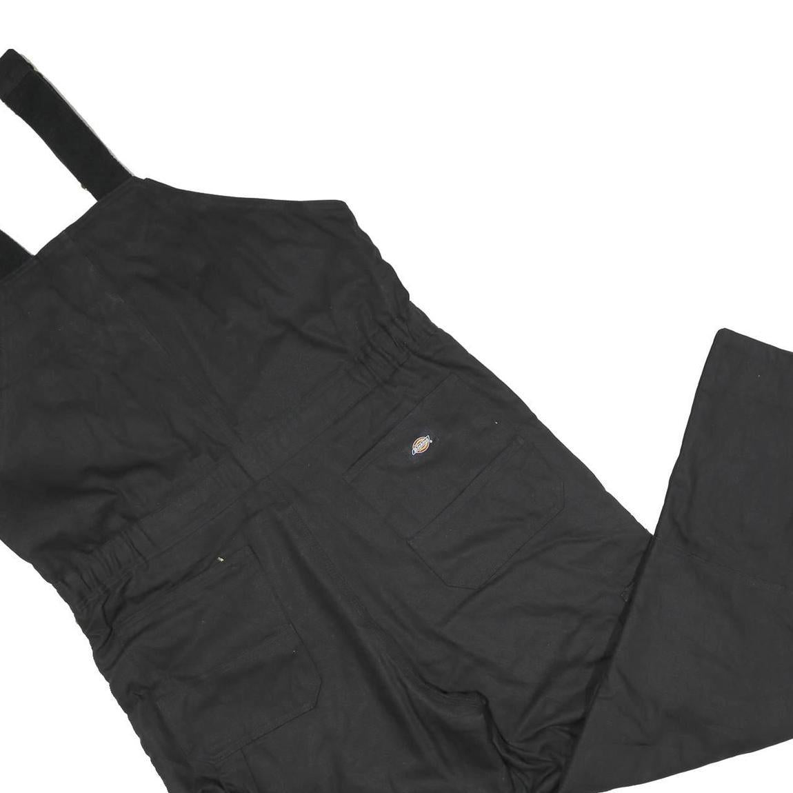 DICKIES Mens Black Cotton Blend Dungarees Regular Fit Long Leg L W42 L32