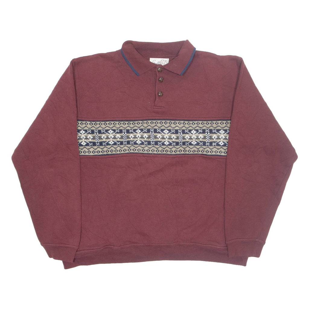GRAND PALMER Mens Sweatshirt Maroon Button Neck M
