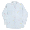 Mens Light Blue Cotton Blend Pattern Shirt M Casual Button-Up Long Sleeve
