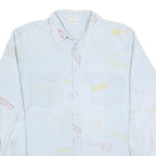 Mens Light Blue Cotton Blend Pattern Shirt M Casual Button-Up Long Sleeve
