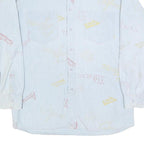 Mens Light Blue Cotton Blend Pattern Shirt M Casual Button-Up Long Sleeve