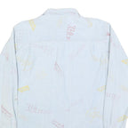 Mens Light Blue Cotton Blend Pattern Shirt M Casual Button-Up Long Sleeve