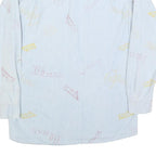 Mens Light Blue Cotton Blend Pattern Shirt M Casual Button-Up Long Sleeve