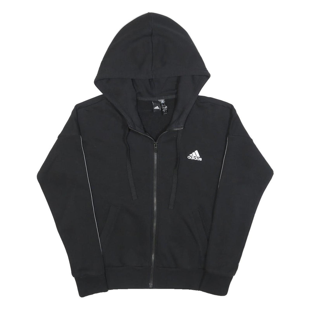 ADIDAS Womens Black Zip Up Hoodie S Cotton Blend Sportswear