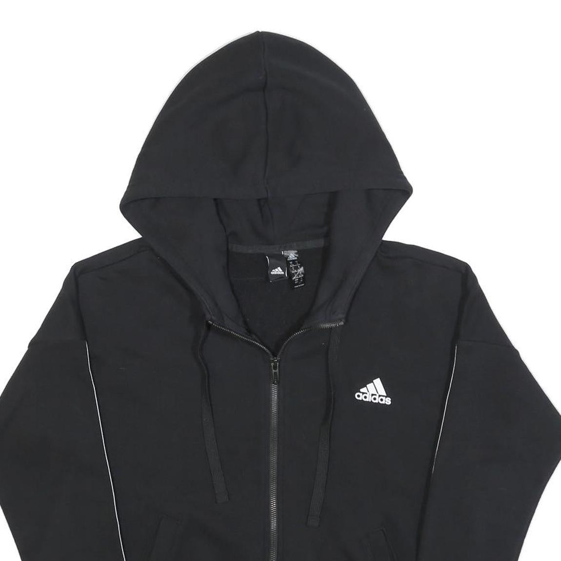 ADIDAS Womens Black Zip Up Hoodie S Cotton Blend Sportswear