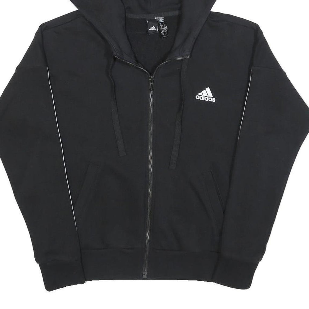 ADIDAS Womens Black Zip Up Hoodie S Cotton Blend Sportswear