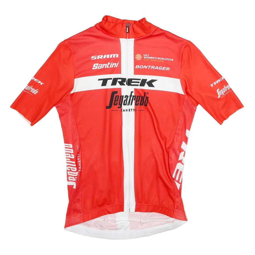 SANTINI Womens Red Trek Segafredo Graphic T-Shirt S Short Sleeve Crew Neck