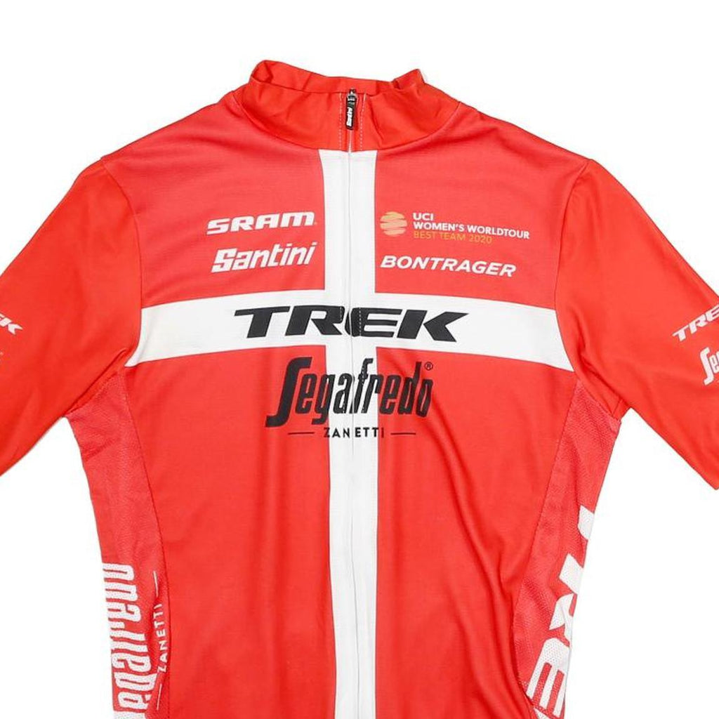 SANTINI Womens Red Trek Segafredo Graphic T-Shirt S Short Sleeve Crew Neck