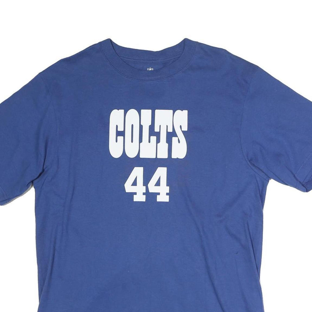 NFL Mens Blue Colts 44 Clark Graphic T-Shirt L Short Sleeve Crew Neck Cotton