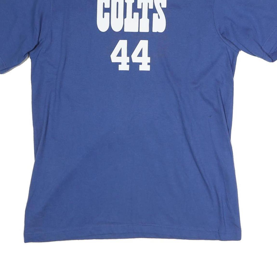 NFL Mens Blue Colts 44 Clark Graphic T-Shirt L Short Sleeve Crew Neck Cotton