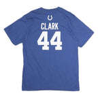 NFL Mens Blue Colts 44 Clark Graphic T-Shirt L Short Sleeve Crew Neck Cotton