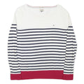 TOMMY HILFIGER Womens White & Navy Striped Plain Cotton Blend Jumper S Casual