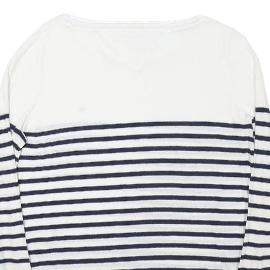 TOMMY HILFIGER Womens White & Navy Striped Plain Cotton Blend Jumper S Casual