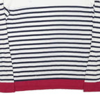 TOMMY HILFIGER Womens White & Navy Striped Plain Cotton Blend Jumper S Casual