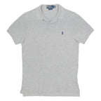 POLO RALPH LAUREN Mens Grey Short Sleeve Plain Polo Shirt S Slim Fit Cotton