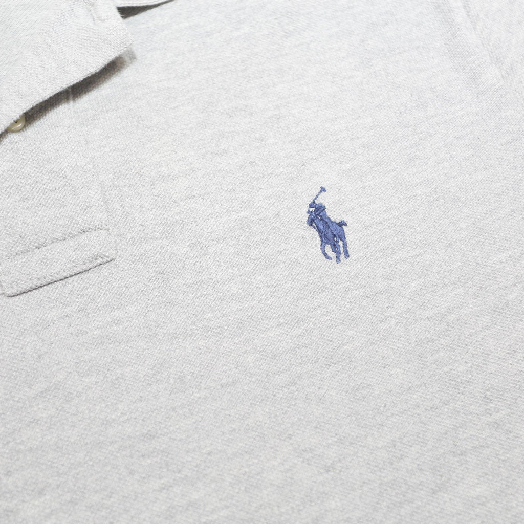 POLO RALPH LAUREN Mens Grey Short Sleeve Plain Polo Shirt S Slim Fit Cotton