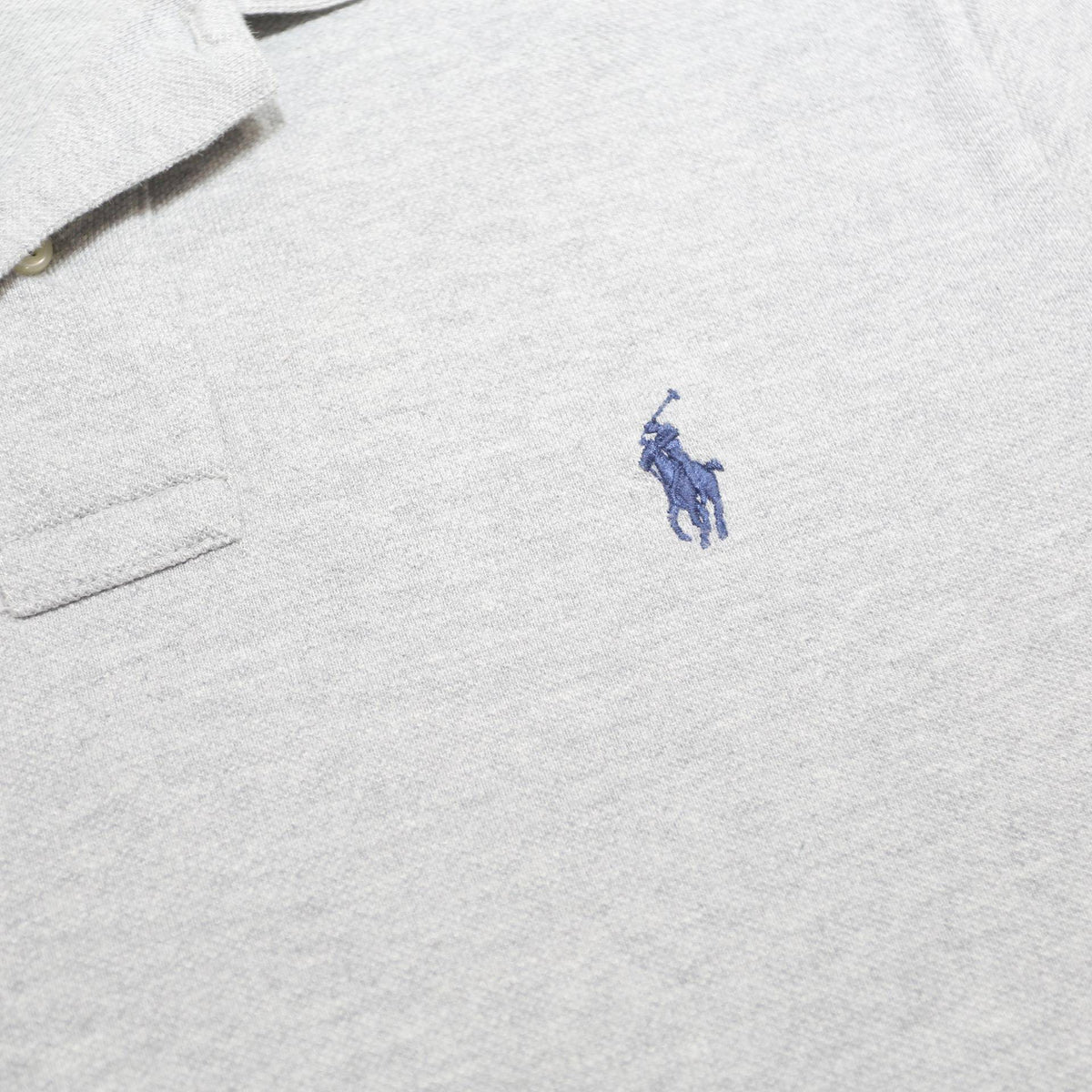 POLO RALPH LAUREN Mens Grey Short Sleeve Plain Polo Shirt S Slim Fit Cotton