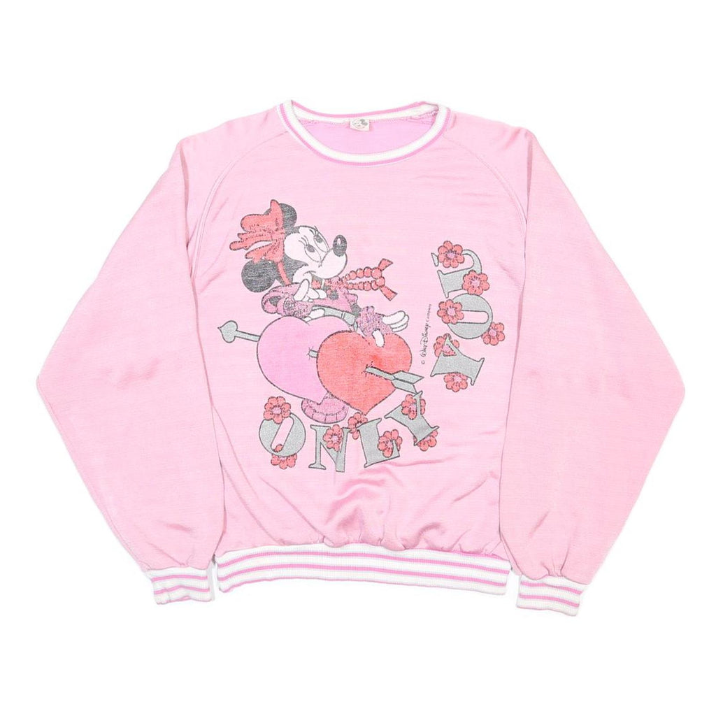 WALT DISNEY COMPANY Womens Pink Minnie Mouse Crew Neck S 80's Vintage Character
