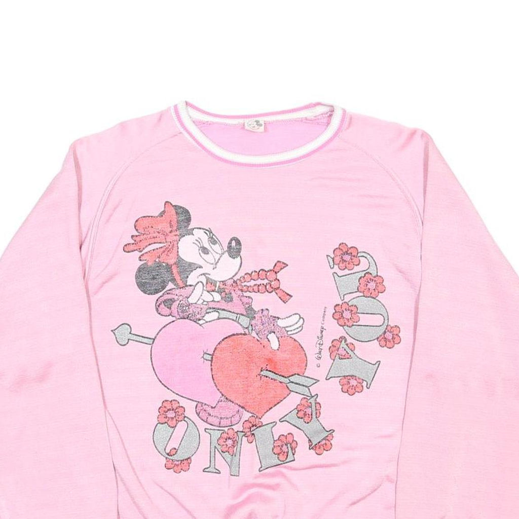 WALT DISNEY COMPANY Womens Pink Minnie Mouse Crew Neck S 80's Vintage Character