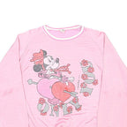WALT DISNEY COMPANY Womens Pink Minnie Mouse Crew Neck S 80's Vintage Character