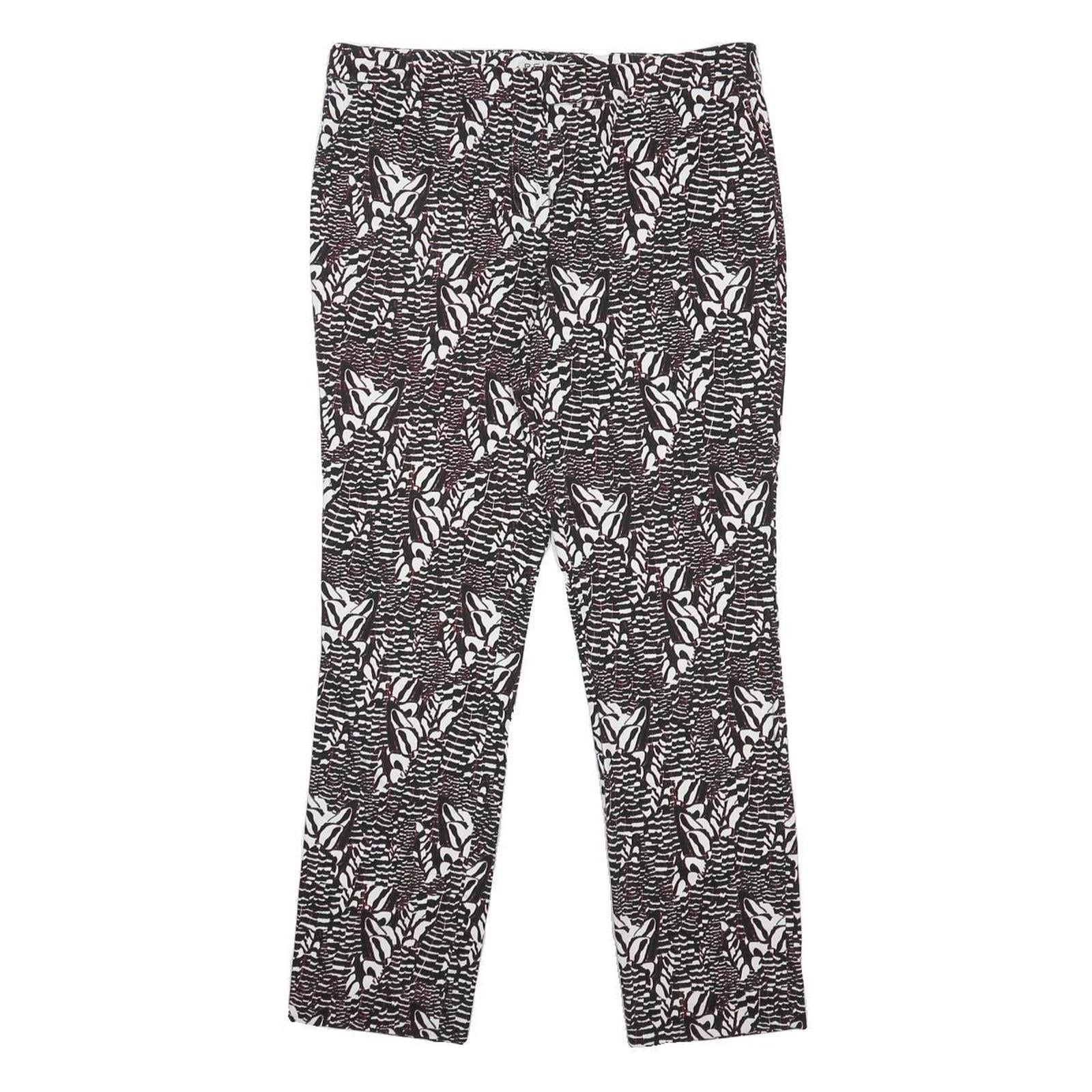 REISS Womens Cotton Blend Black & White Slim Straight Trousers W32 L26 Printed