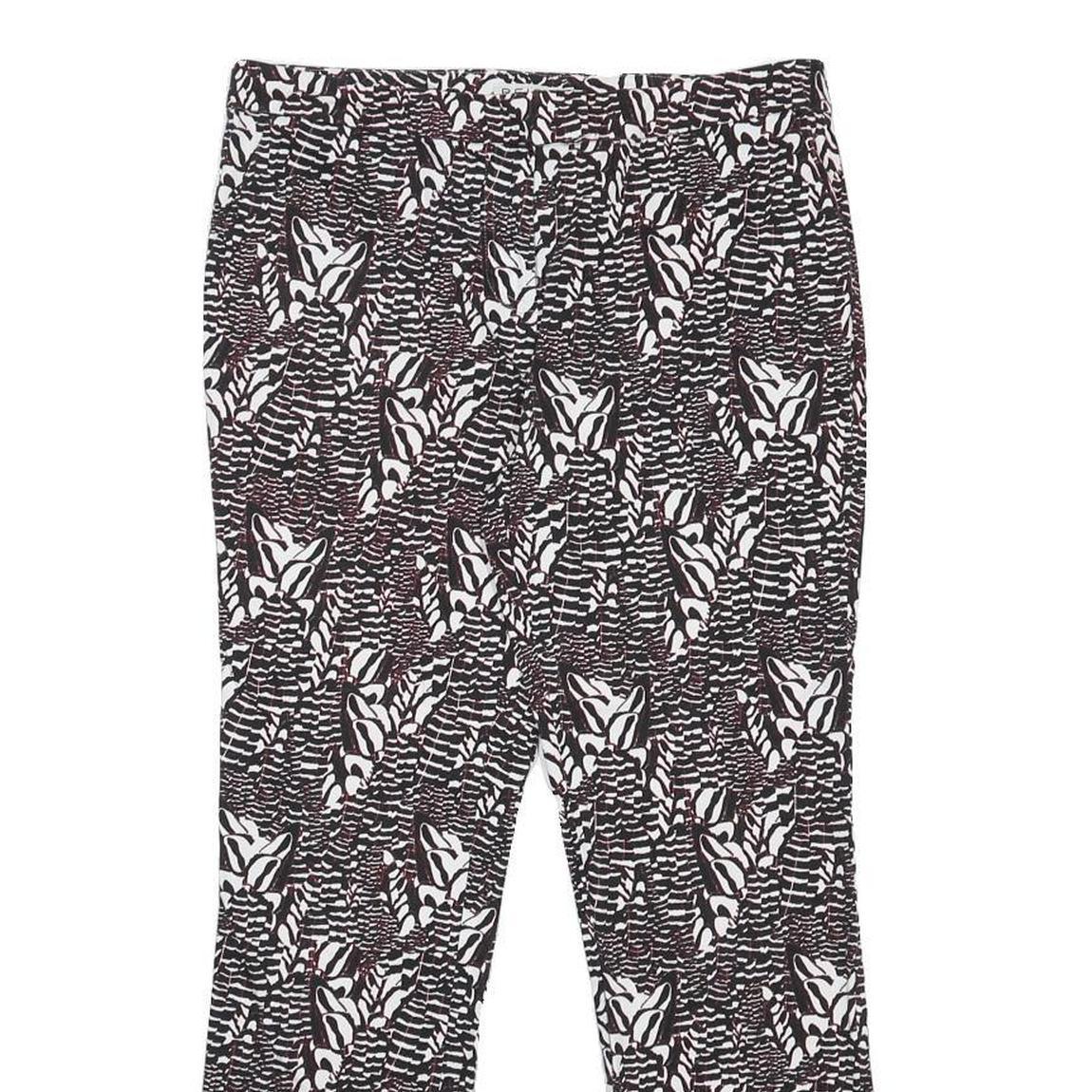 REISS Womens Cotton Blend Black & White Slim Straight Trousers W32 L26 Printed