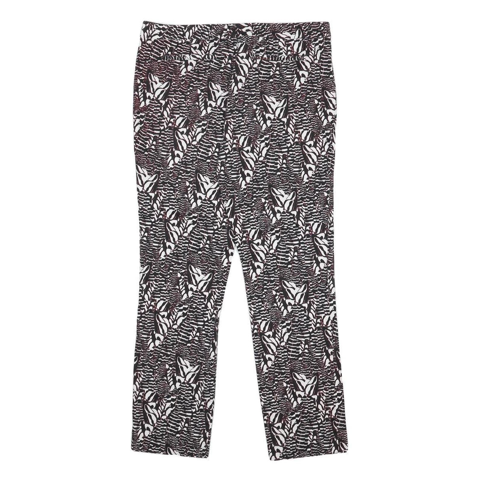 REISS Womens Cotton Blend Black & White Slim Straight Trousers W32 L26 Printed