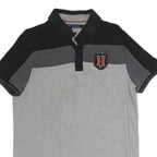 TOMMY HILFIGER Mens Grey & Black Short Sleeve Colourblock Polo Shirt M Casual