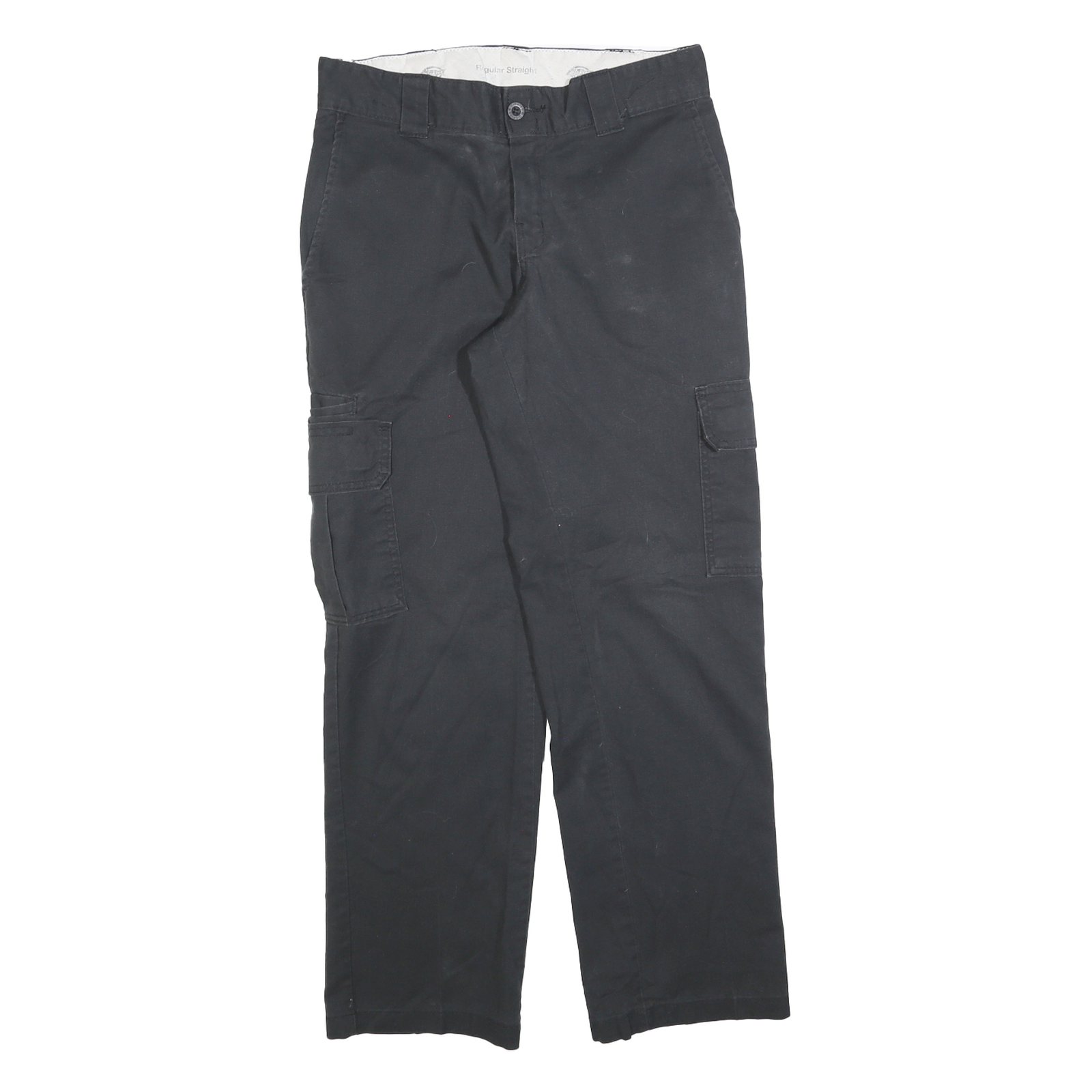DICKIES Mens Cotton Blend Black Regular Straight Trousers W29 L30 Workwear Zip