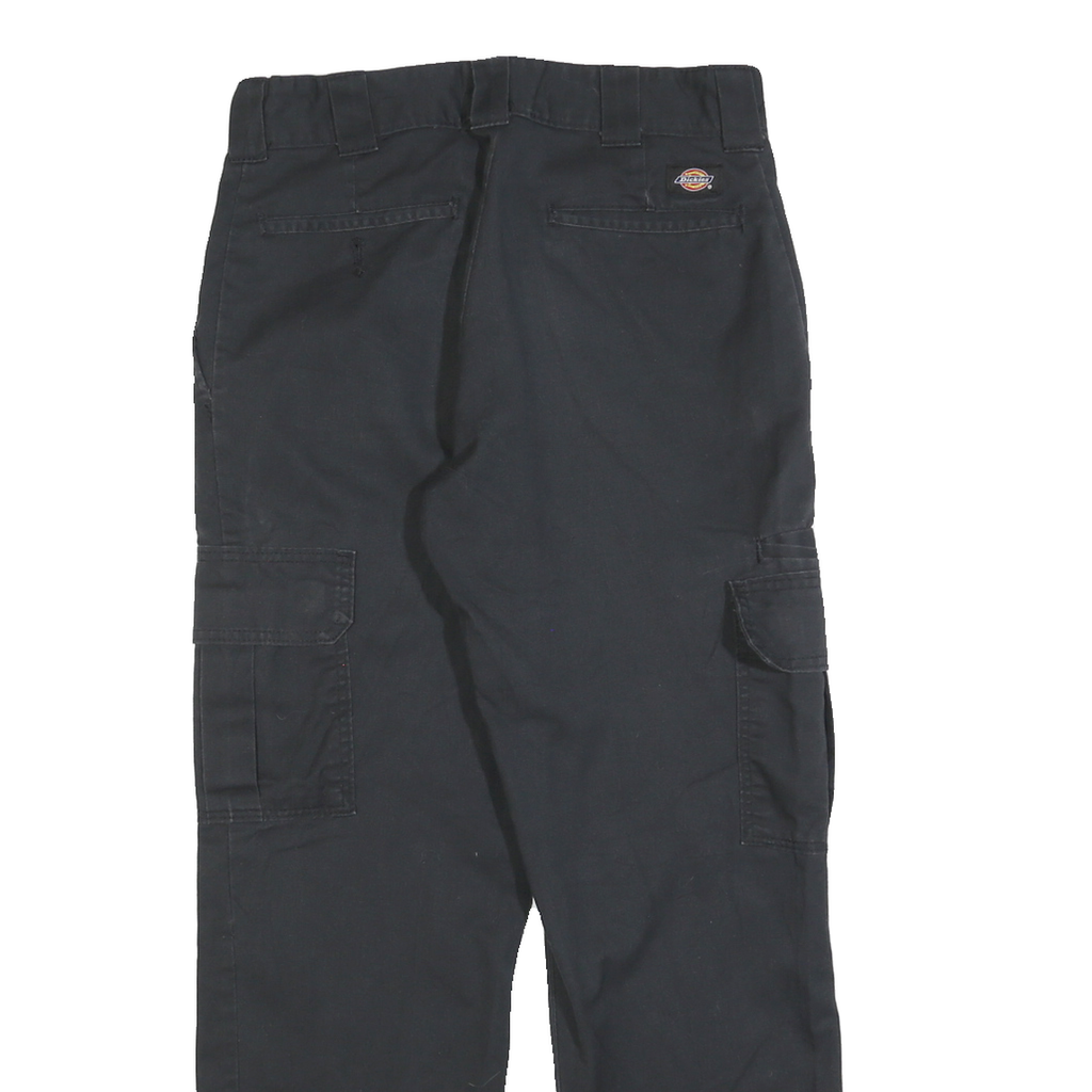 DICKIES Mens Cotton Blend Black Regular Straight Trousers W29 L30 Workwear Zip