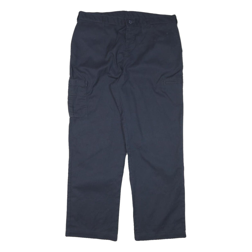 DICKIES Womens Cotton Blend Navy Regular Straight Trousers W34 L30 Workwear Zip