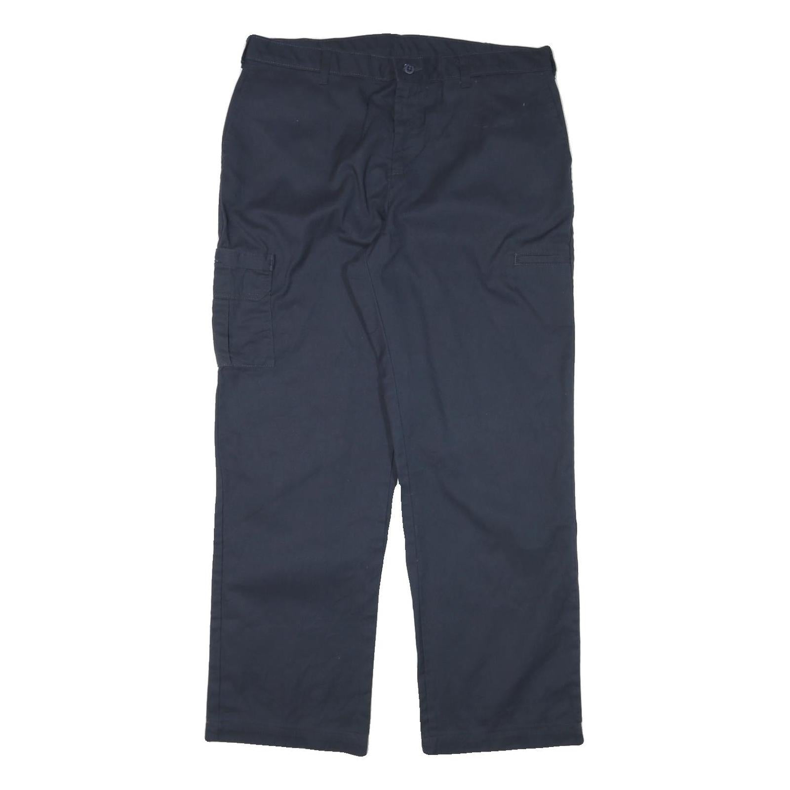 DICKIES Womens Cotton Blend Navy Regular Straight Trousers W34 L30 Workwear Zip