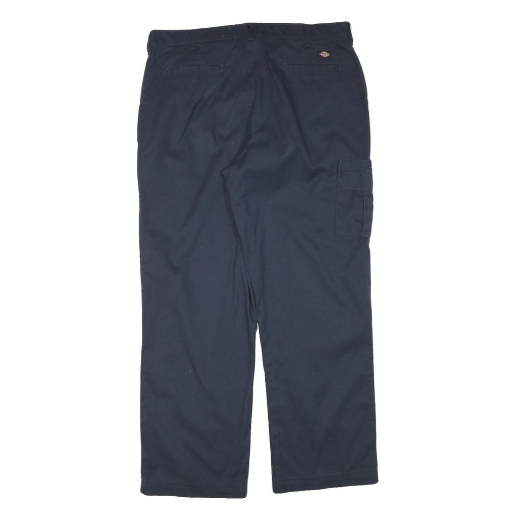 DICKIES Womens Cotton Blend Navy Regular Straight Trousers W34 L30 Workwear Zip