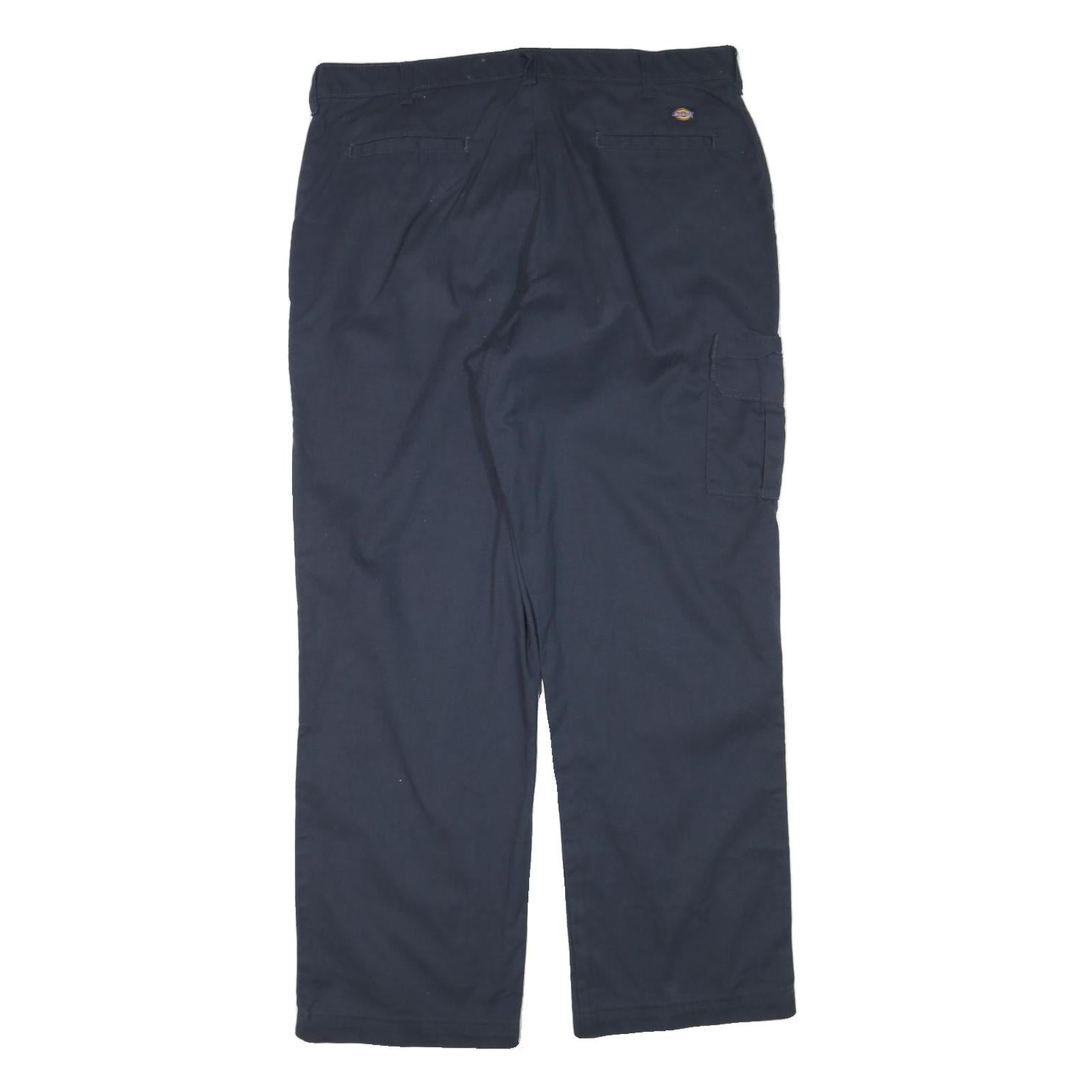 DICKIES Womens Cotton Blend Navy Regular Straight Trousers W34 L30 Workwear Zip