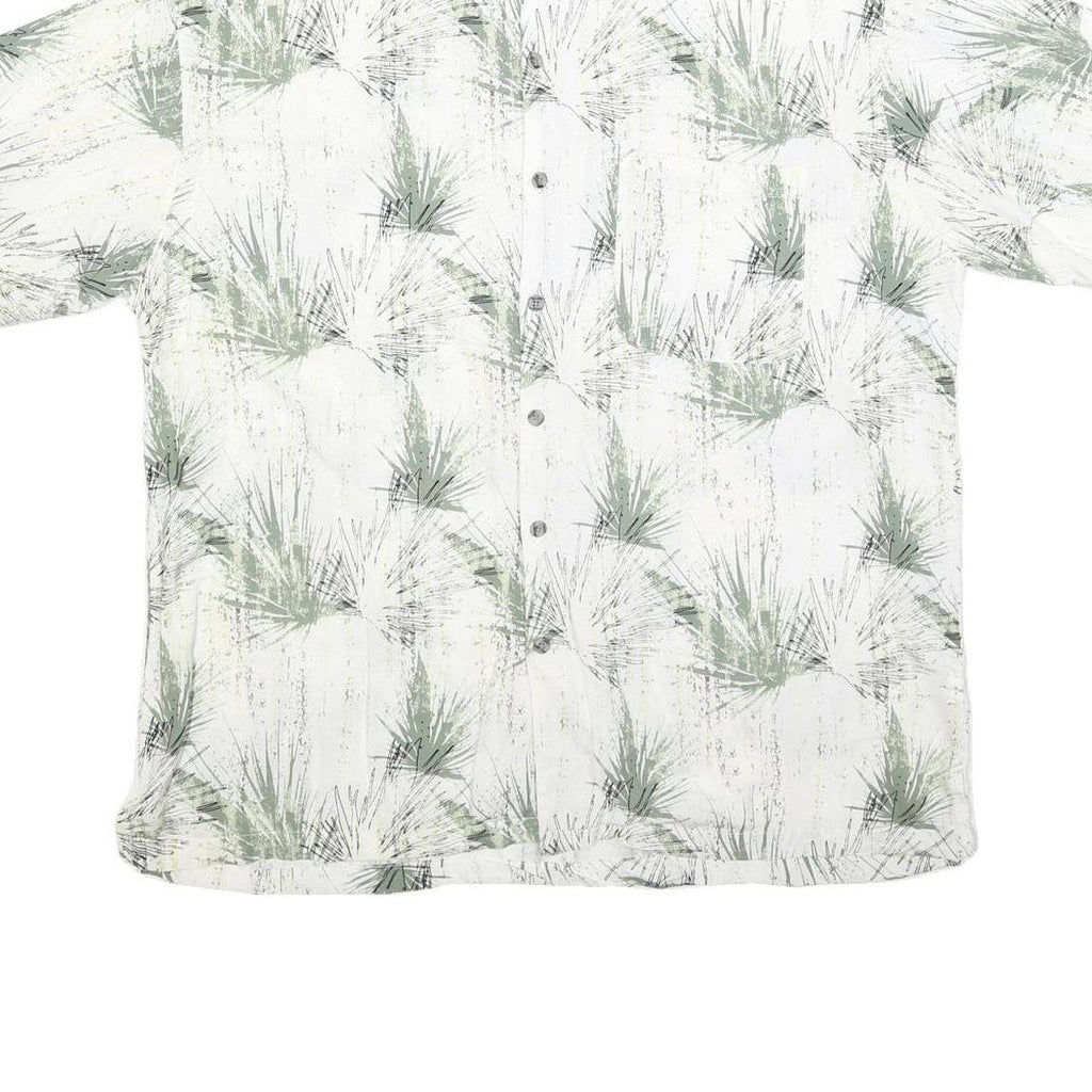 CARIBBEAN BLUES Mens White & Green Pattern Shirt XL Relaxed Fit Lightweight