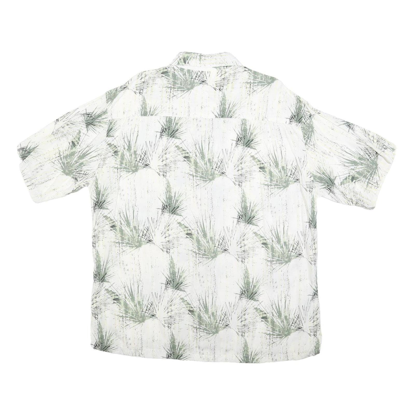 CARIBBEAN BLUES Mens White & Green Pattern Shirt XL Relaxed Fit Lightweight