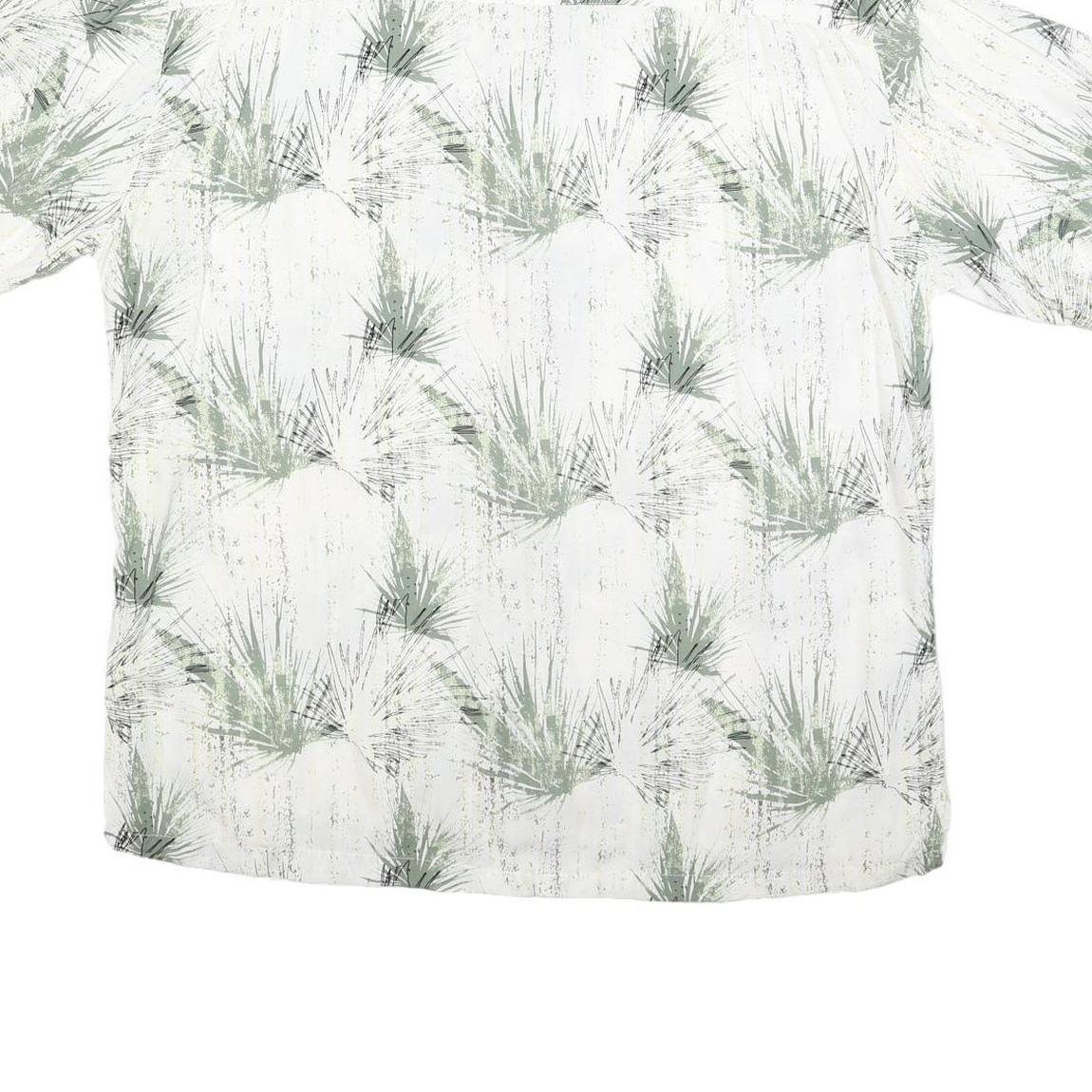 CARIBBEAN BLUES Mens White & Green Pattern Shirt XL Relaxed Fit Lightweight