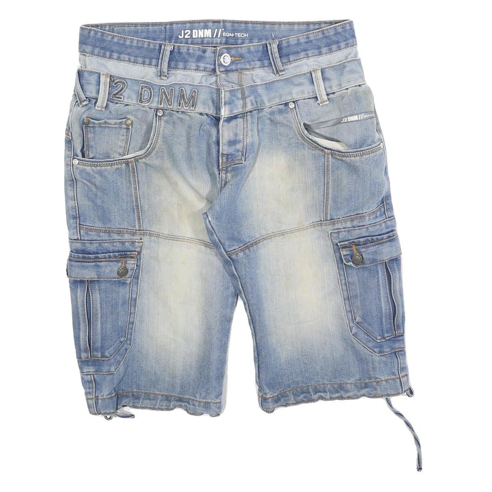J2 DNM Mens Denim Blue Cargo Shorts M W32 Casual Cotton Blend Workwear
