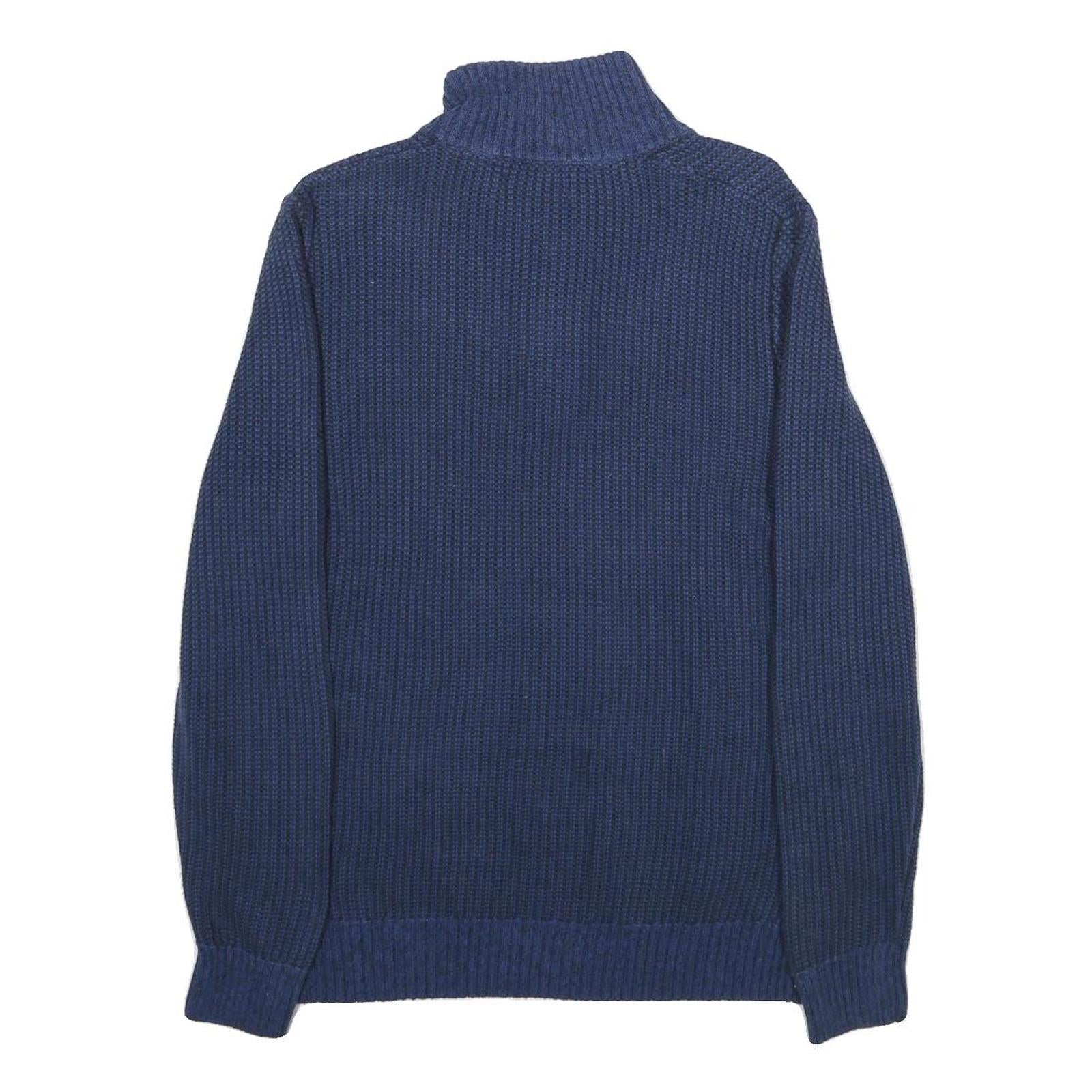 NAUTICA Mens Blue Plain Pullover Crew Neck Cotton Jumper M Casual Knitwear