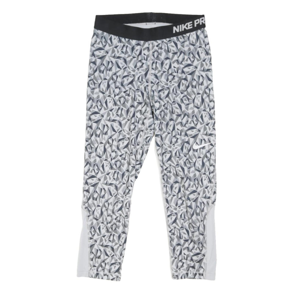 NIKE Womens Joggers Grey & White Slim Tapered S W26 L21 Nike Pro Sportswear