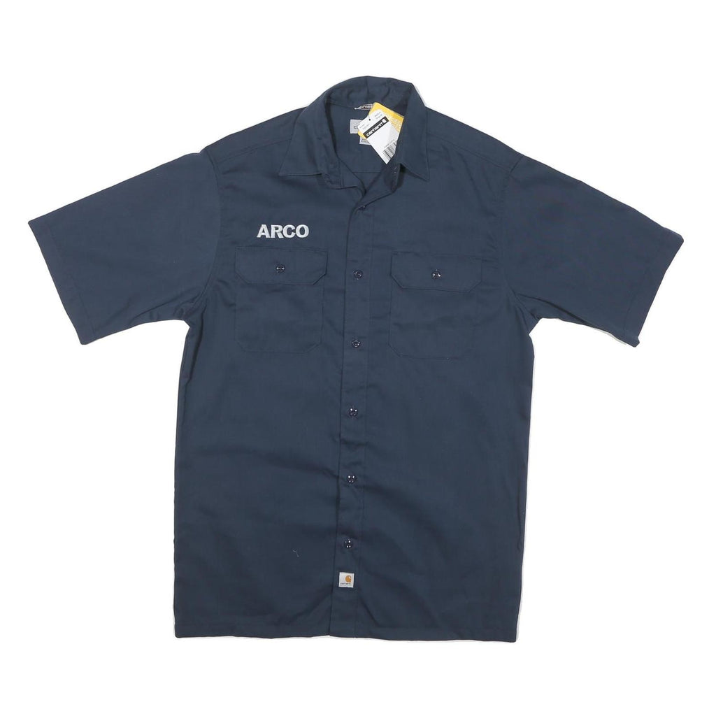 CARHARTT Mens Blue Work Shirt M Cotton Blend Short Sleeve Button