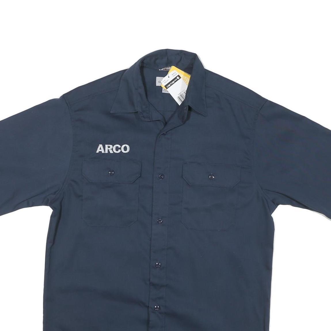 CARHARTT Mens Blue Work Shirt M Cotton Blend Short Sleeve Button