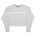 NIKE Womens Grey Crew Neck M Cotton Blend Sweatshirt Long Sleeve Casual