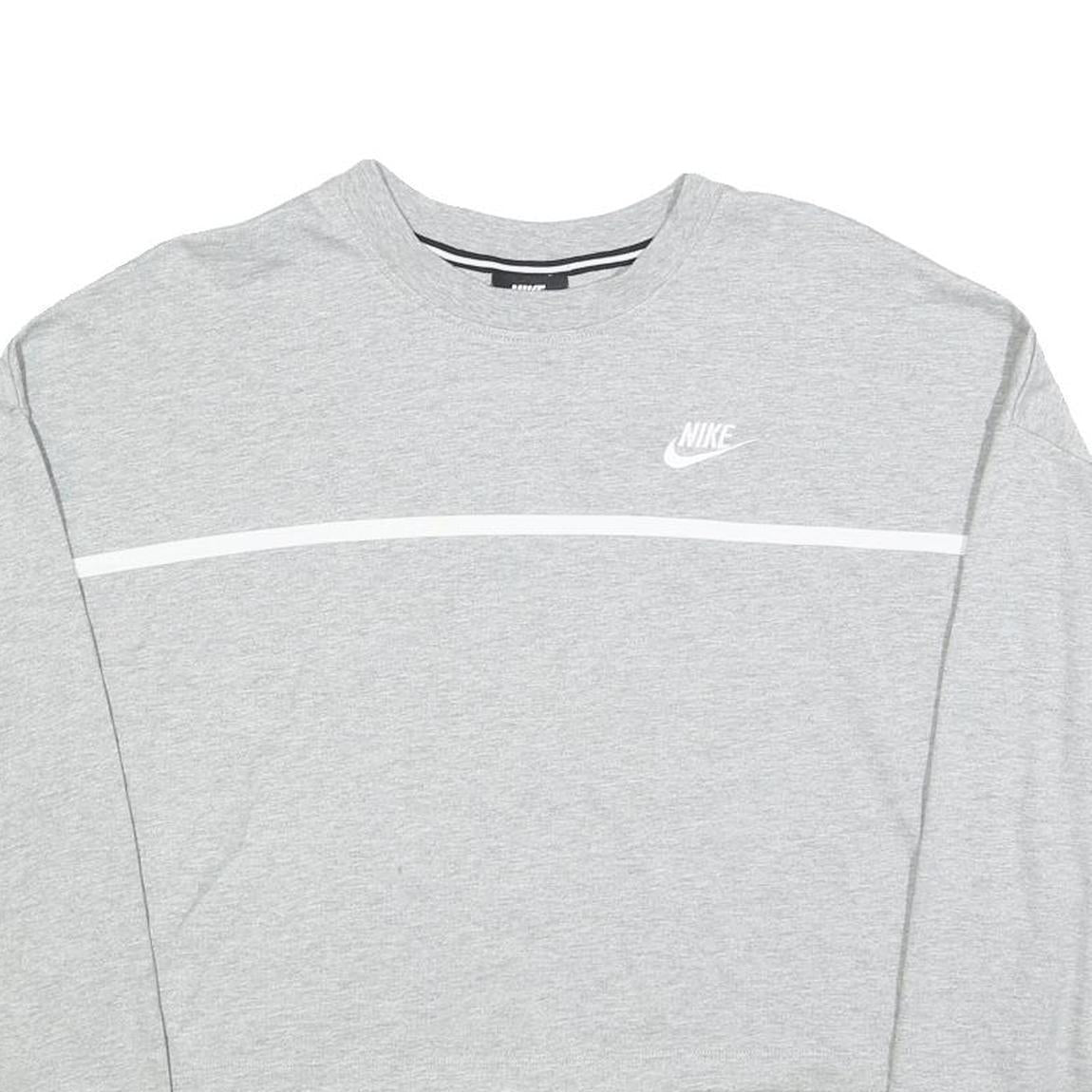 NIKE Womens Grey Crew Neck M Cotton Blend Sweatshirt Long Sleeve Casual