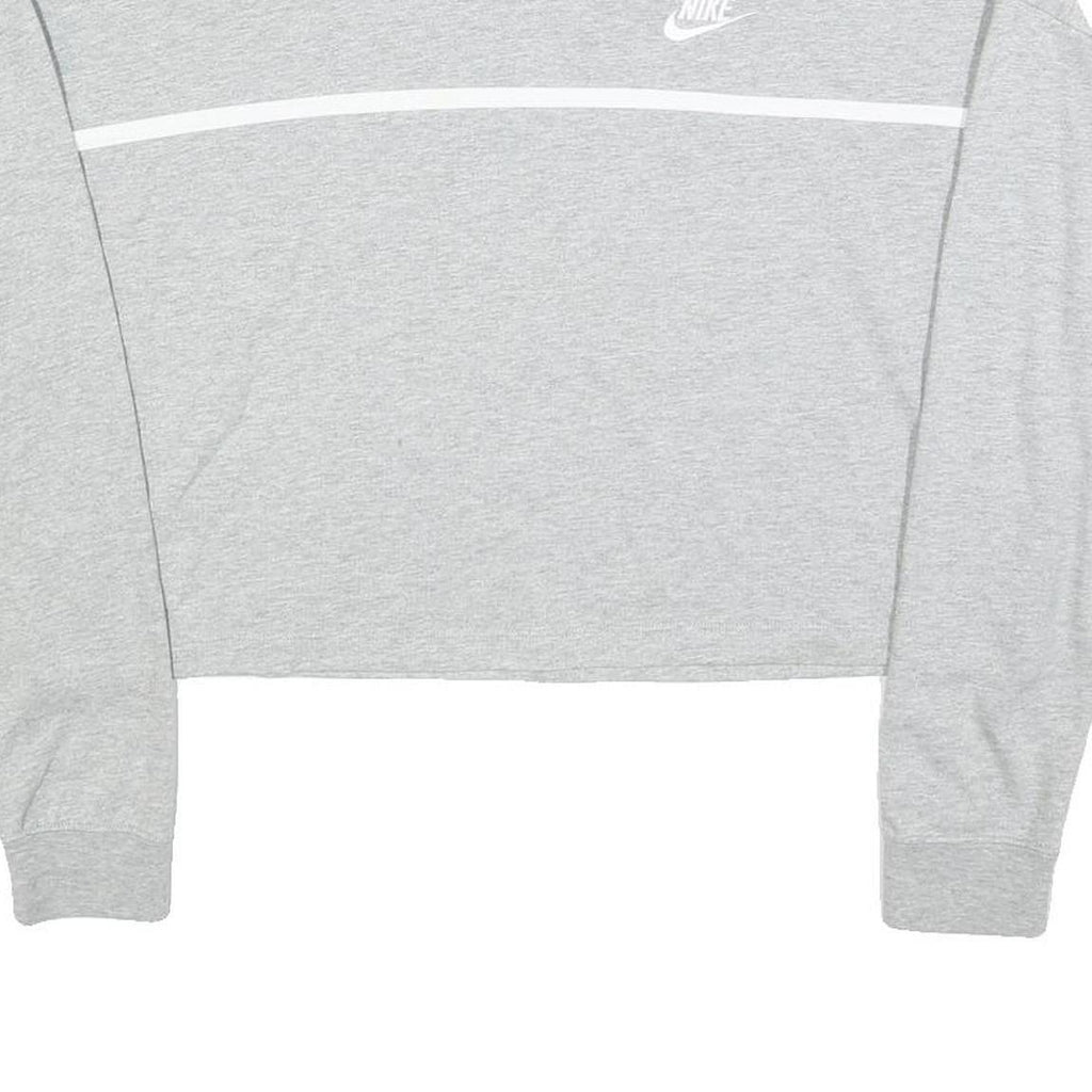 NIKE Womens Grey Crew Neck M Cotton Blend Sweatshirt Long Sleeve Casual