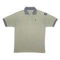 ADIDAS Mens Beige & Grey Basic Polo Shirt L Cotton Blend Stripe Collar Casual
