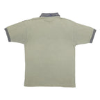 ADIDAS Mens Beige & Grey Basic Polo Shirt L Cotton Blend Stripe Collar Casual
